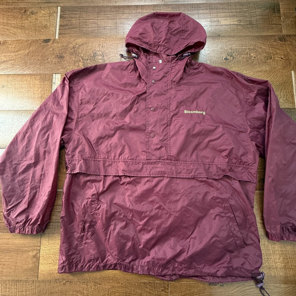 Holloway Windbreaker Mens XXL Maroon Bloomberg 1/2 Zip Rain Jacket Anorak